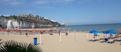 Beach nearby, sun loungers