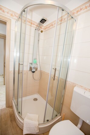 Dusche, Haartrockner, Handtücher