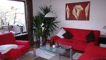 TV, DVD player, books, stereo