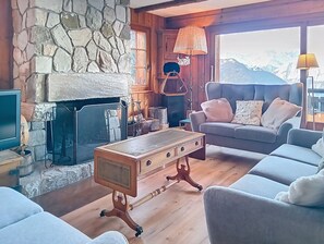 Fernseher, Kamin, DVD-Player