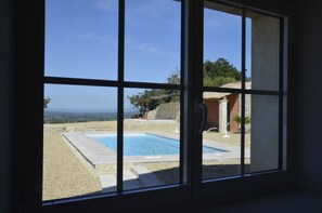 Outdoor pool, a heated pool - Large Mas with heated pool for 10 people, 3 Bathrooms panomaric view (Cairanne)