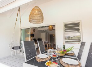 Dining - St Martin, Orient Bay, large duplex in private community, pool, garden (Saint Martin)