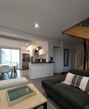 Smart TV, foosball, books