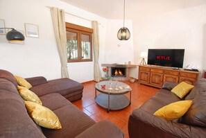 Smart TV, fireplace, DVD player, ping pong