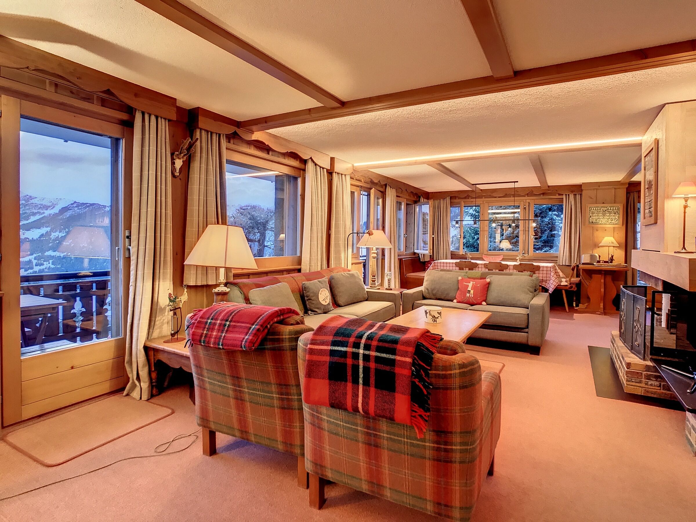 Télévision, cheminée, lecteur de DVD