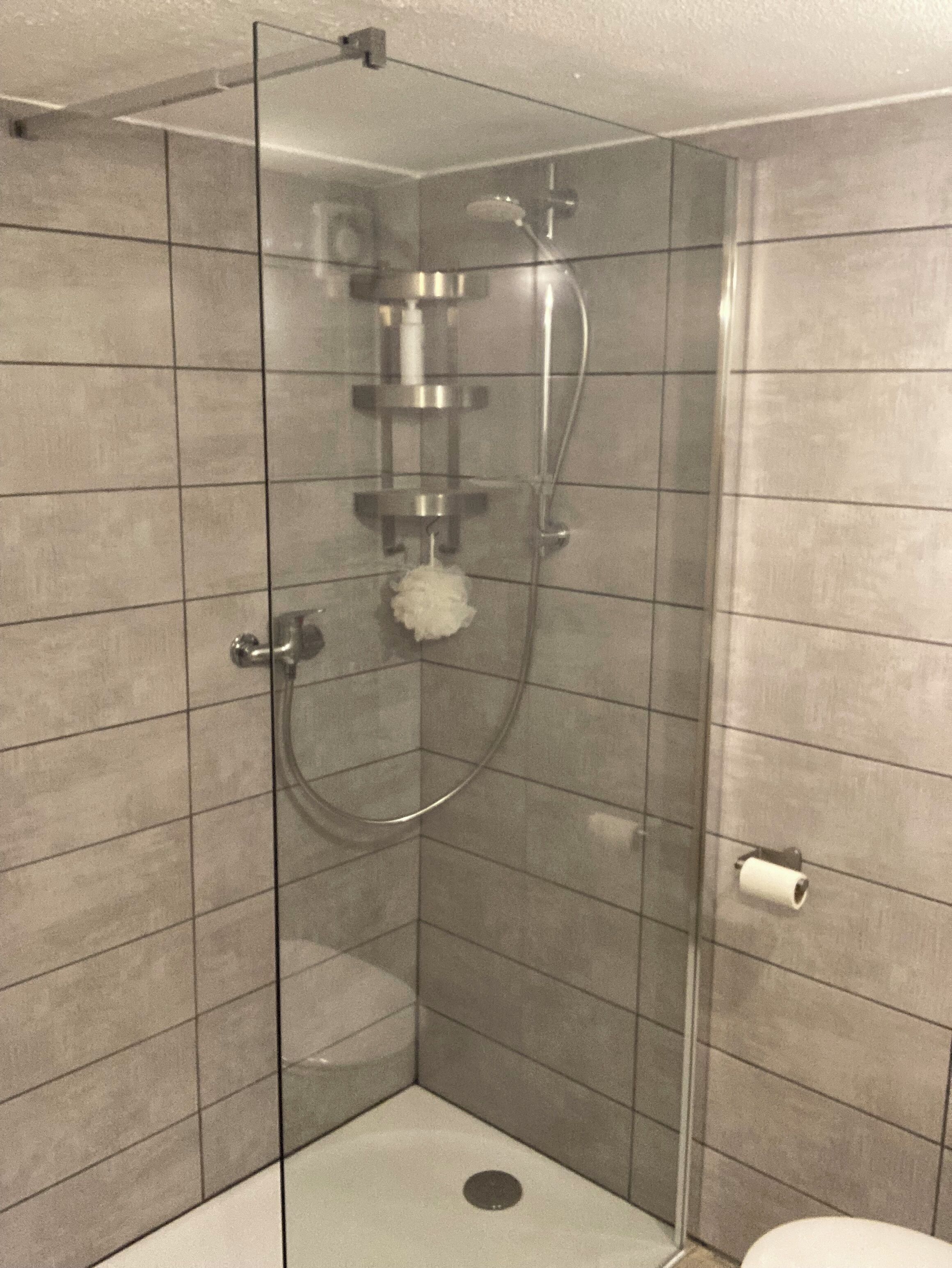 Shower, soap, toilet paper