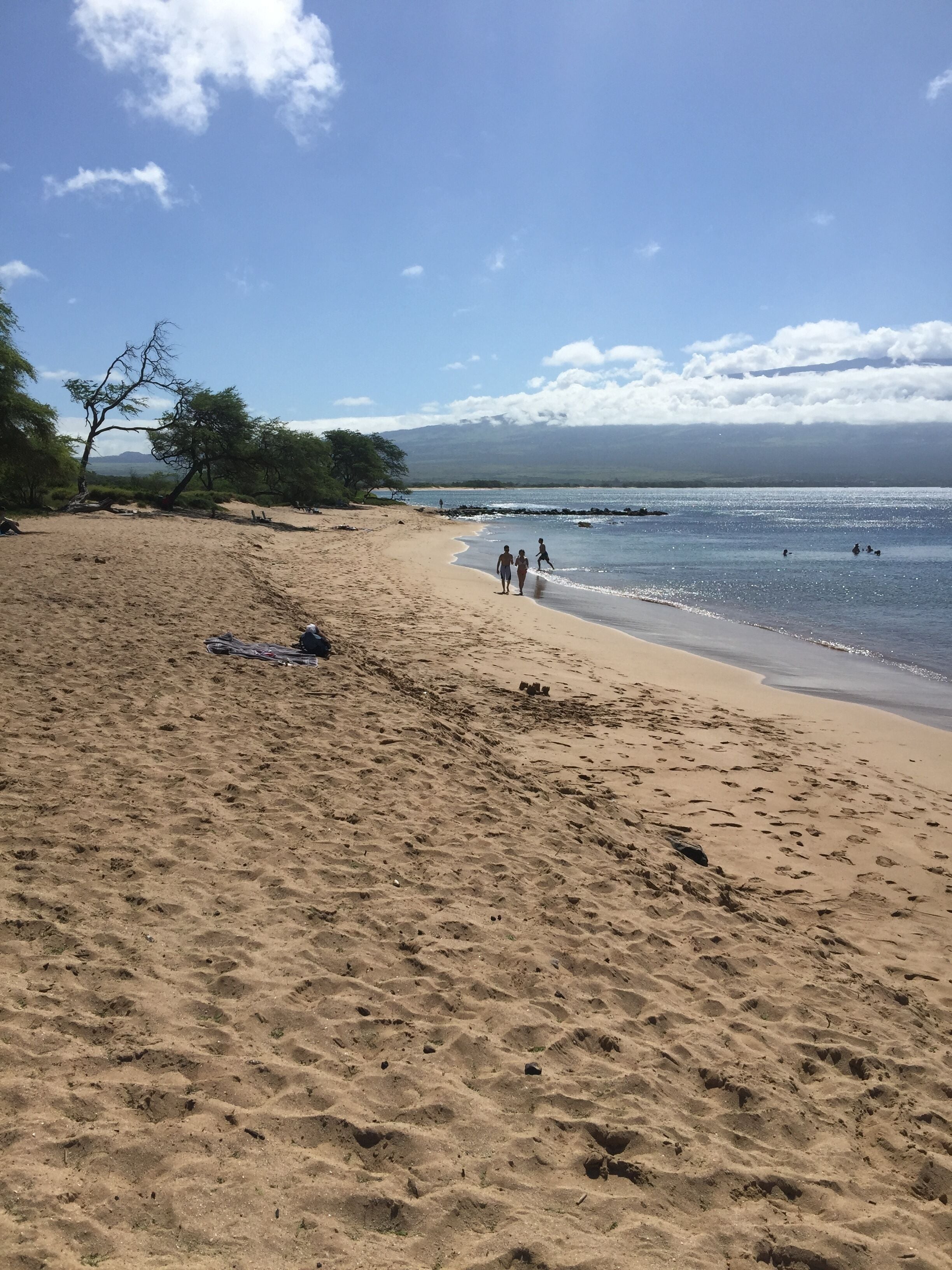 On the beach, sun loungers, beach towels