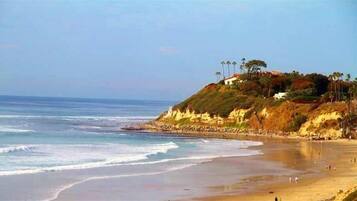 Playa en los alrededores, camastros y toallas de playa