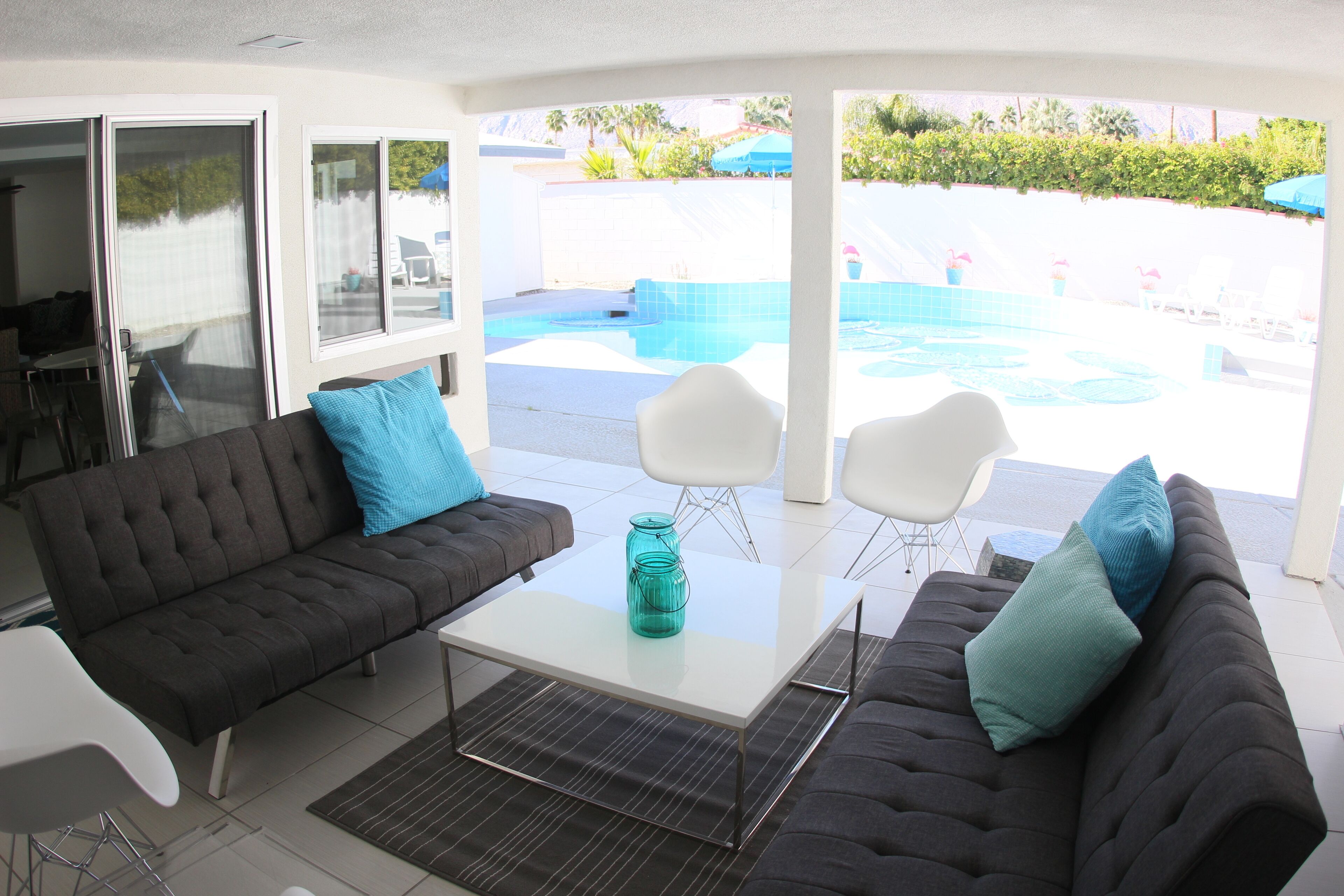 Covered outdoor lounge area...great escape from the sun and to enjoy a cocktail!