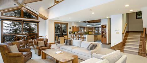 Smart TV, fireplace, DVD player, books