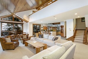 Smart TV, fireplace, DVD player, books