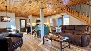 Smart TV, fireplace, video games, DVD player