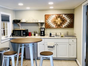 Fridge, microwave, coffee/tea maker, electric kettle - In town, newly remodeled studio with private balcony  (Shelburne Falls)