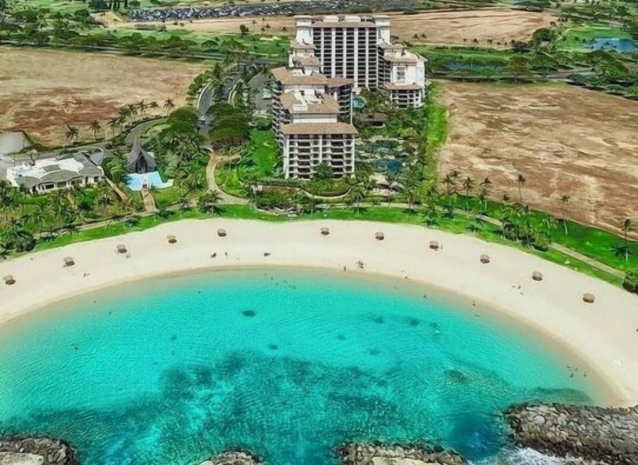 On the beach, sun loungers, beach towels