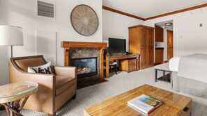 TV, fireplace - #309 | Studio | Main St | 3rd floor | Spruce Peak & Village Views! (Stowe)