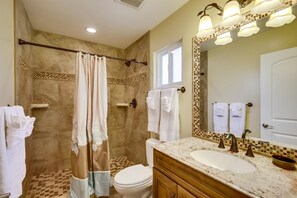 Hair dryer, towels