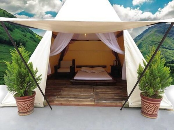 ห้องดับเบิล, เตียงใหญ่ 1 เตียง, ปลอดบุหรี่ (Glamping) | ผ้าปูที่นอน