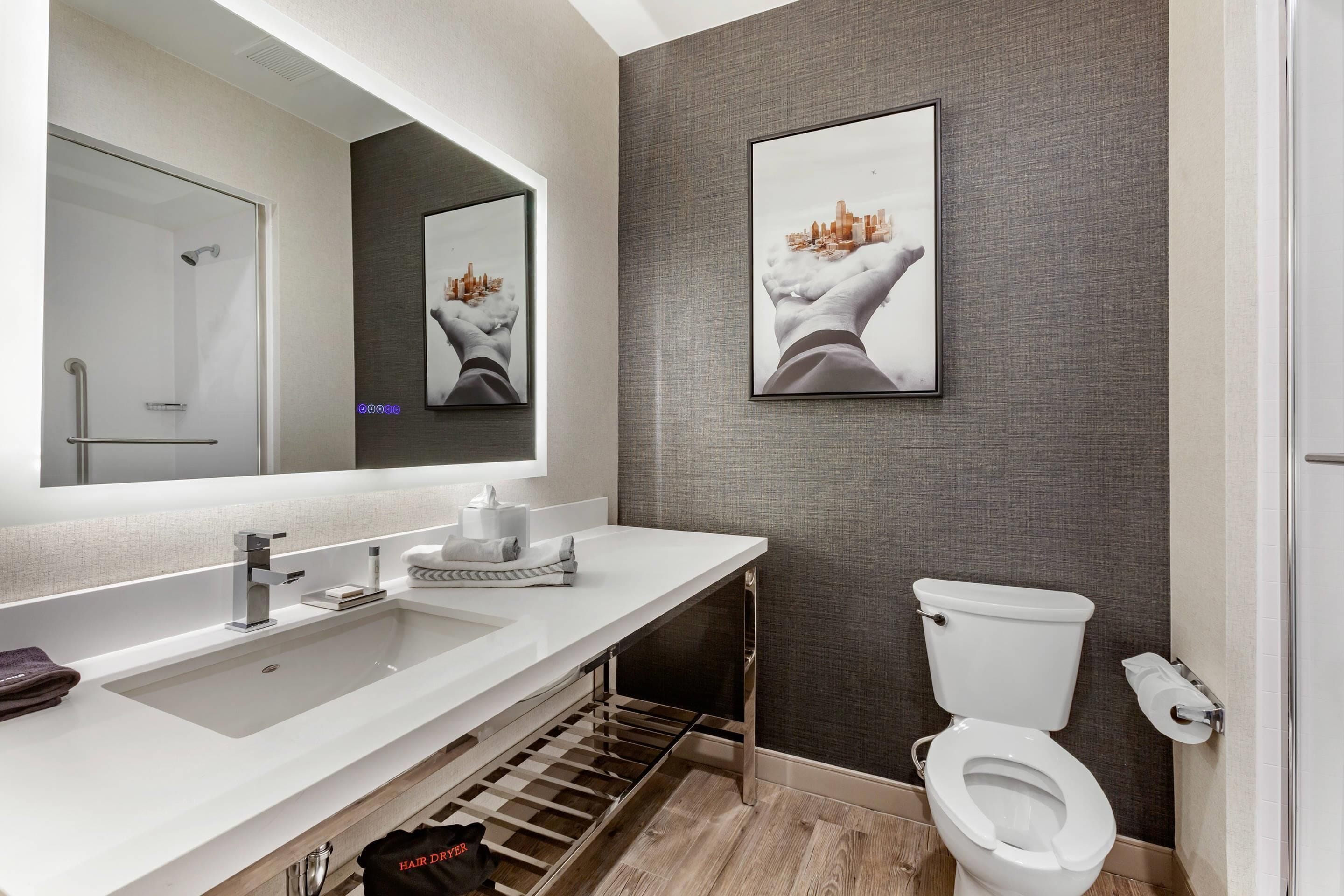 free toiletries, hair dryer, towels