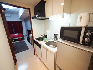 アパートメント | 専用簡易キッチン | 冷蔵庫、電子レンジ、コンロ、電気ポット