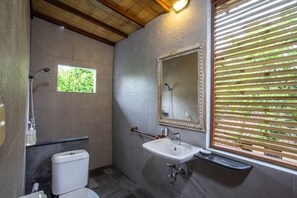 Shower, free toiletries, bathrobes, towels