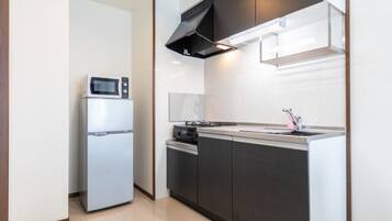 Apartment | Private kitchenette | Fridge, microwave, stovetop, electric kettle