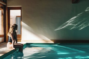 Indoor pool, open 7:00 AM to 8:00 PM, sun loungers