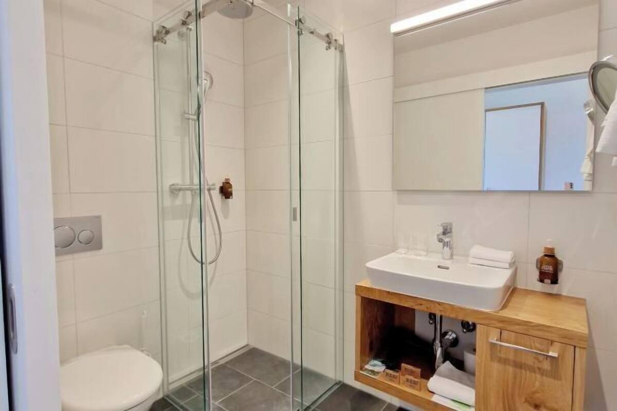Bathroom | Shower, eco-friendly toiletries, hair dryer, bathrobes