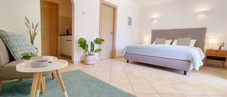 Deluxe Double Room, 1 King Bed, Non Smoking | Living area | 42-inch flat-screen TV with satellite channels, TV