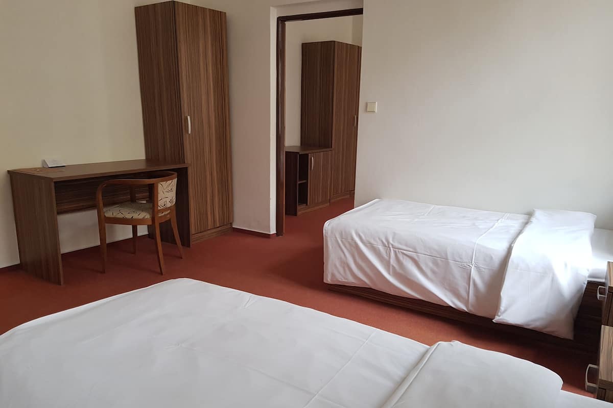 Blackout drapes, WiFi (free), bed sheets