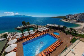 Family Room, 2 Bedrooms, Balcony, Sea View | Balcony view - Hotel Saranda Palace (Sarandë)