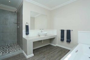Habitación Deluxe doble | Baño | Ducha y toallas