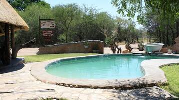 Outdoor pool, pool loungers