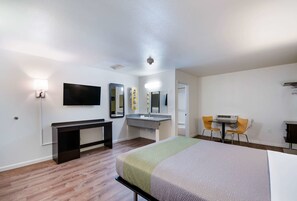 Desk, free WiFi, bed sheets