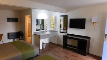 Desk, free WiFi, bed sheets