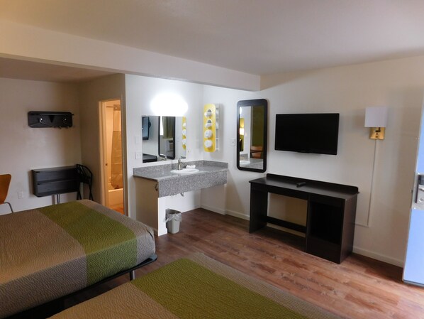 Desk, free WiFi, bed sheets