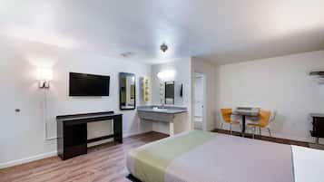 Desk, free WiFi, bed sheets