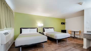 Desk, free WiFi, bed sheets