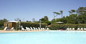 Outdoor pool, pool loungers