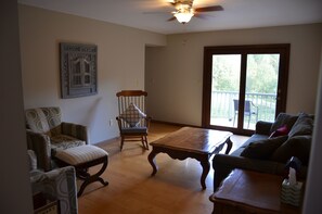 Smart TV, fireplace, video games, DVD player