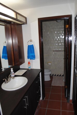 Bathtub, towels, toilet paper