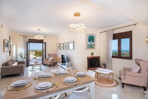 TV, fireplace, video games, DVD player - Surrounded by Nature | Pool, Ping Pong & Views (Rethymno)