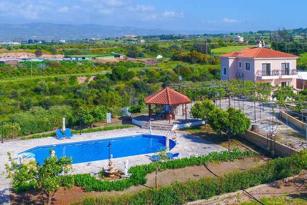 Pool - Villa Athina Finiki: Private pool and gardens, A/C, Wi Fi, sea views (Latchi)