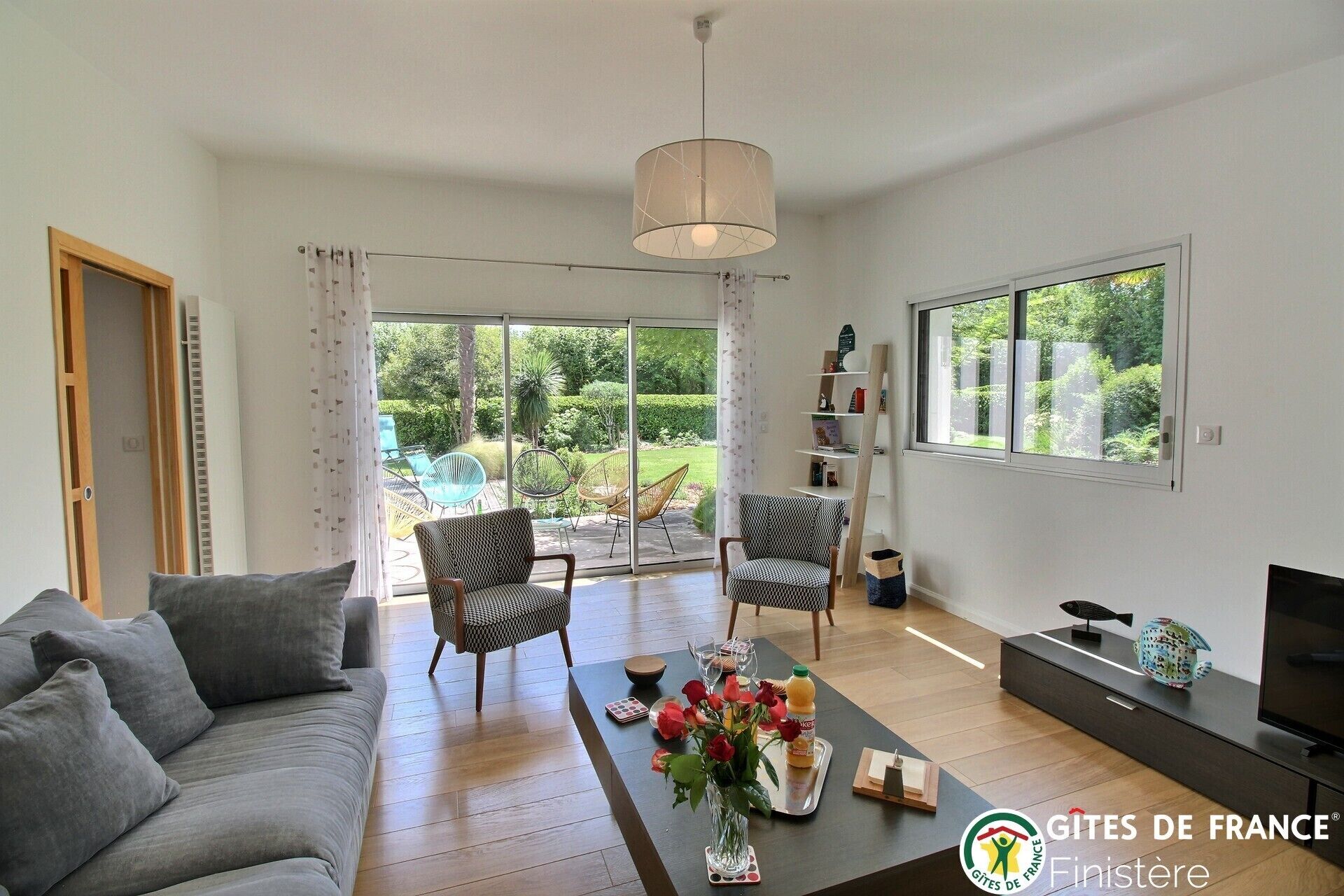 Fernseher, Kamin, DVD-Player, Bücher