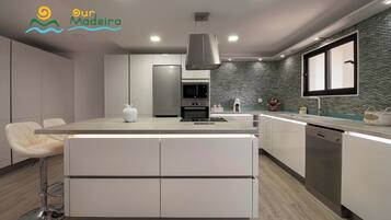 Fridge, microwave, oven, dishwasher