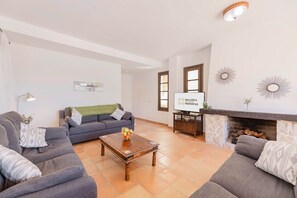 TV, fireplace
