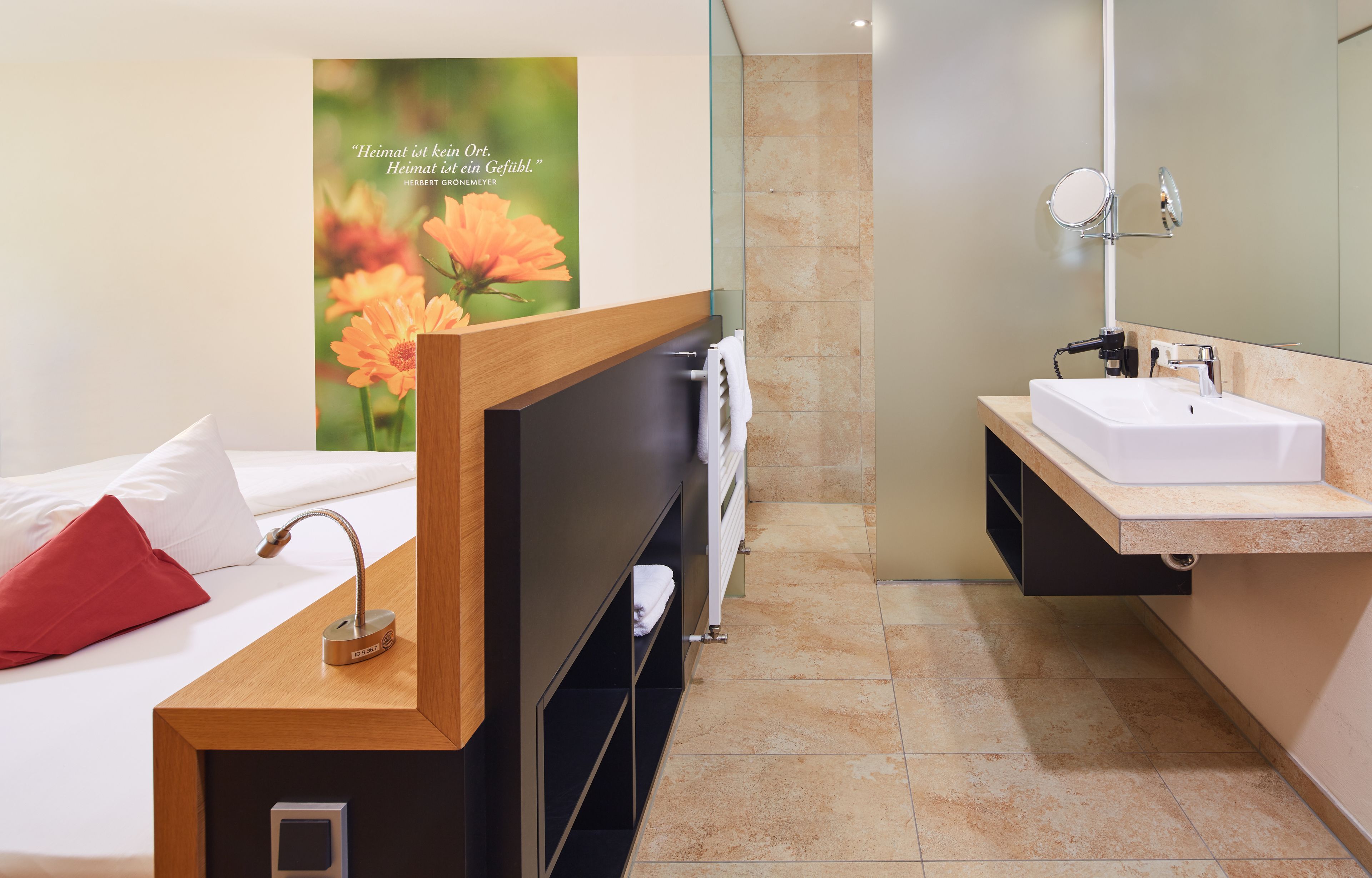 comfort double room | bathroom | rainfall showerhead, hair dryer, bathrobes, towels