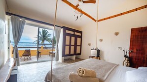 Junior Suite, 1 Bedroom, Private Bathroom, Ocean View | Premium bedding, WiFi (free), bed sheets - Mahasand Suites, Hostel & Hotel (Mahahual)
