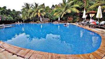2 outdoor pools, open 8:00 AM to 10:00 PM, pool umbrellas, sun loungers