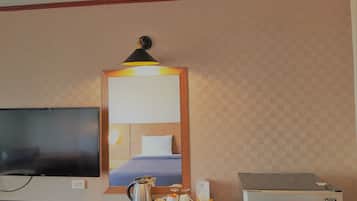 In-room safe, desk, laptop workspace, blackout curtains