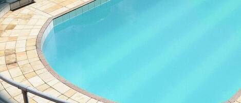 Outdoor pool, pool umbrellas